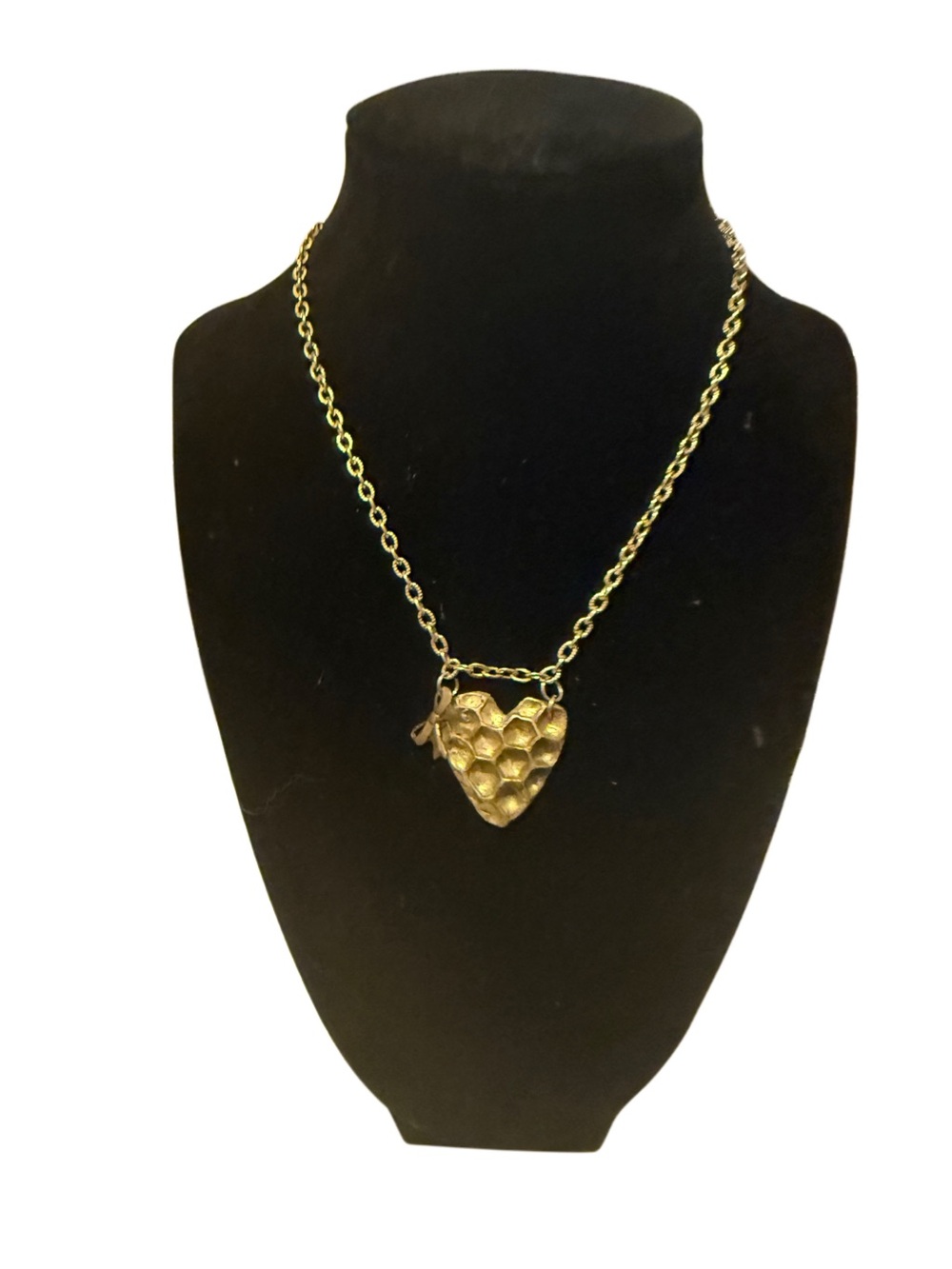Gold Honeycomb Heart Pendant Necklace - Women Jewelry